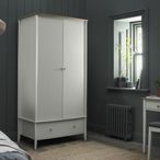 Whitby Scandi Oak & Soft Grey Wardrobe - 2 Door Combi