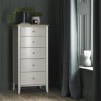 Whitby Scandi Oak & Soft Grey Chest - 5 Drawer
