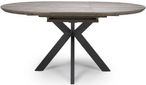 Manhattan Extending Dining Table - Grey - 4-6 Seater - 120cm-160cm - Oval - Black Spider Legs Base