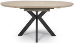 Manhattan Extending Dining Table - Oak - 4-6 Seater - 120cm-160cm - Oval - Black Spider Legs Base
