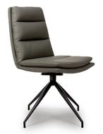 Nobo Swivel Dining Chair - Set of 2 - Truffle Faux Leather - Black Legs
