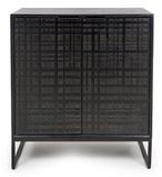 Fusion Mango Wood Drinks Cabinet - 2 Door - Black - Geometric