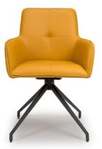 Nix Swivel Dining Chair - Set of 2 - Yellow Faux Leather