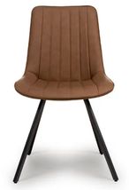 Miro Dining Chair - Set of 2 - Tan Brown Faux Leather