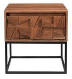 Axis Acacia Wood End Table - 1 Drawer - Geometric