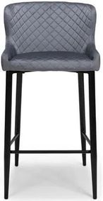 Malmo Barstool with Back - Set of 2 - Grey Fabric