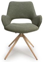 Perth Swivel Dining Chair - Set of 2 - Green Fabric