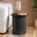 Axel Round Side Table - Black Fluted