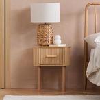Axel Curved Bedside Table - 1 Drawer - Oak Fluted