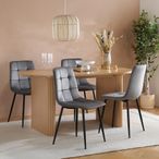 Axel Oval Dining Set - 6 Seater - 160cm - Oak Fluted - with 4 Chairs
