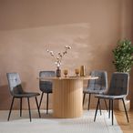 Axel Round Dining Set - 4 Seater - 120cm - Oak Fluted - with 4 Chairs