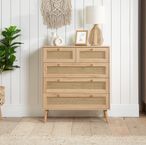 Croxley Chest - 2+3 Drawer - Oak and Rattan