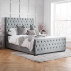 Marquis Velvet Fabric Bed - Grey - Sizes Available