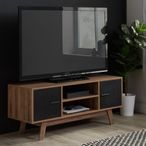 Shard 2 Door TV Unit - Walnut and Black