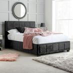 Hannover Bed - Black Velvet Fabric - Sizes Available