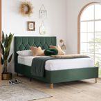 Loxley Bed - Green Fabric - Sizes Available