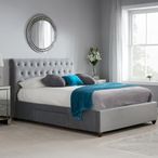 Marlow Bed - Grey Velvet Fabric - Sizes Available