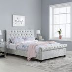 Sienna Bed - Steel Crushed Velvet Fabric - Sizes Available