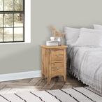 Hampstead Narrow Bedside Cabinet - 2 Drawer - Rustic Oak 