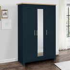 Highgate Mirror Wardrobe - 3 Door - Navy Blue Painted