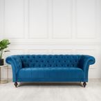 Chester 3 Seater Sofa - Blue Velvet Fabric