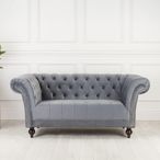 Chester 2 Seater Sofa - Grey Velvet Fabric