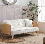 Mila Sofa Bed - 3 Seater - White Fabric