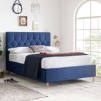 Loxley Ottoman Storage Bed - Blue Fabric - Sizes Available