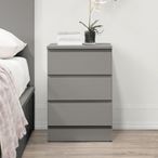Oslo Bedside Cabinet - 3 Drawer - Grey