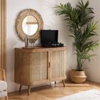 Noah Small Sideboard - 100cm - 2 Door - Oak and Rattan