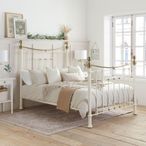 Bronte Bed Frame - Cream Metal - Sizes Available