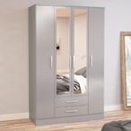 Lynx Combi Wardrobe - 4 Door 2 Drawer - Grey Gloss