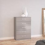 Lynx Chest - 5 Drawer - Grey Gloss