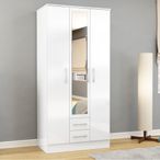 Lynx Combi Wardrobe - 3 Door - 2 Drawer - White Gloss