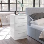 Lynx Bedside Cabinet - 3 Drawer - White Gloss