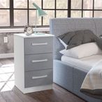 Lynx Bedside Cabinet - 3 Drawer - White and Grey Gloss