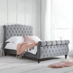 Colorado Bed - Grey Velvet Fabric - Sizes Available