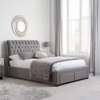 Valentino Bed - Grey Fabric - Sizes Available