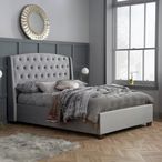 Balmoral Bed - Grey Velvet Fabric - Sizes Available