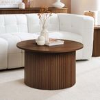 Axel Round Coffee Table - Walnut Fluted