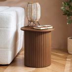 Axel Round Side Table - Walnut Fluted