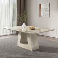 Milan Dining Table - Travertine Beige Engineered Marble - Sizes Available