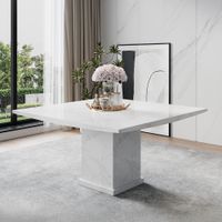 Turin Square Dining Table - 8 Seater - 140cm - White Marble