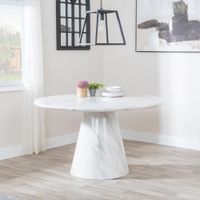 Carrera Round Dining Table - 4 Seater - 130cm - White Marble