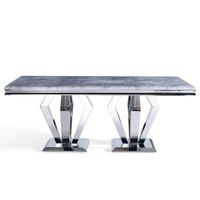 Dolce Dining Table - Grey Marble & Chrome - Sizes Available