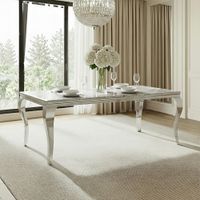 Louis Dining Table - Grey Marble & Chrome - Sizes Available