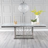 Vortex Dining Table - 8 Seater - 220cm - Grey Marble & Chrome