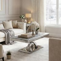 Lisbon Grey Marble and Chrome Coffee Table