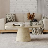 Carrera Coffee Table - Oval - Travertine Beige Engineered Marble