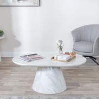 Carrera Coffee Table - Oval - White Marble